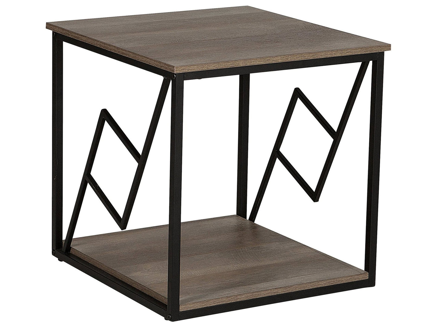 Side Table Dark Brown Top Black Metal Frame 56 x 56cm Square Modern Industrial