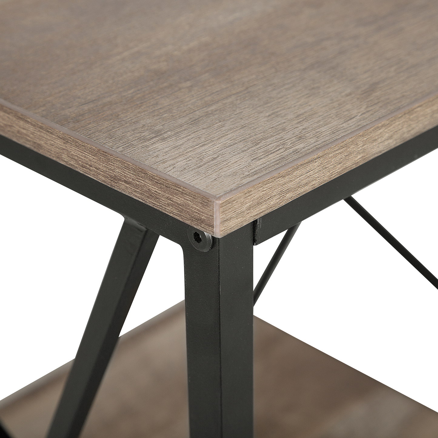 Side Table Dark Brown Top Black Metal Frame 56 x 56cm Square Modern Industrial