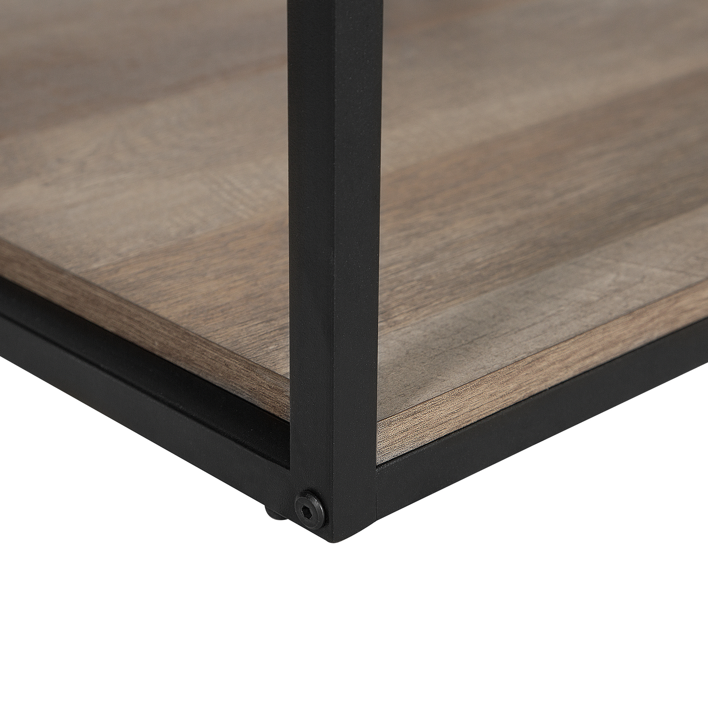 Side Table Dark Brown Top Black Metal Frame 56 x 56cm Square Modern Industrial