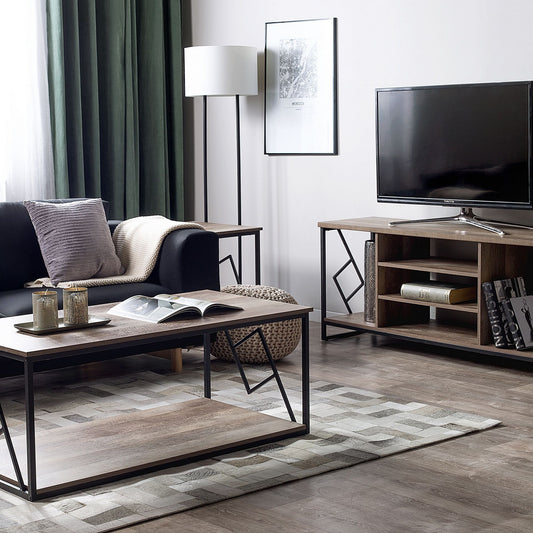 TV Stand For 60In Dark Brown Finish With Open Shelves