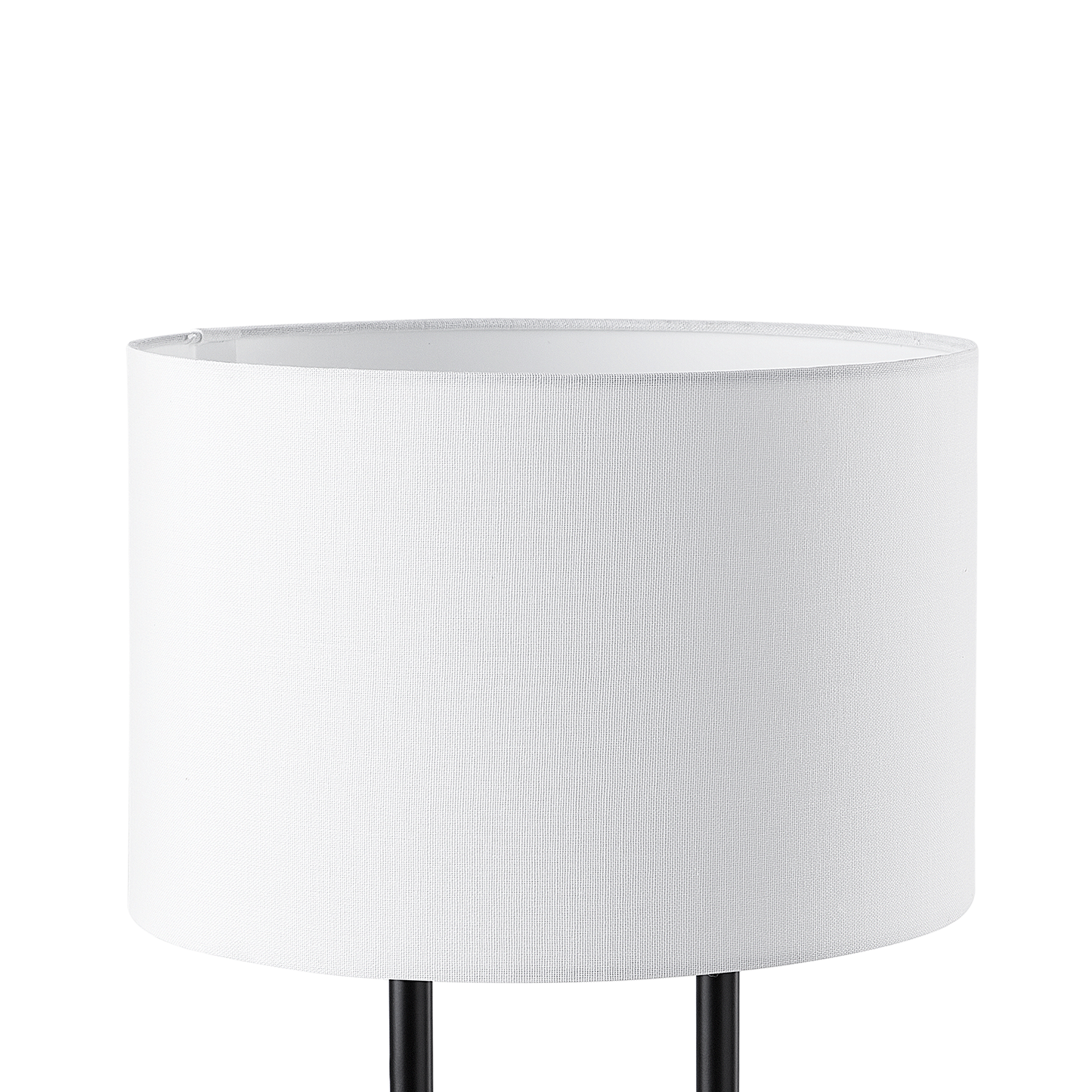 Table Lamp Bedside Light White Fabric Round Drum Shade With Grey Concrete Base