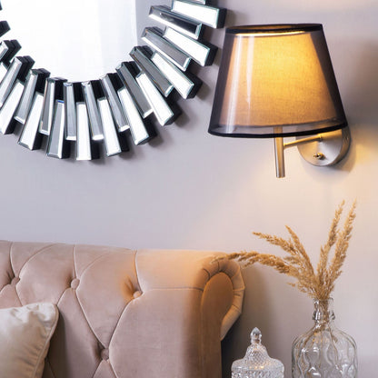 Wall Lamp Grey Fabric Bell Shade 28cm Shiny Modern