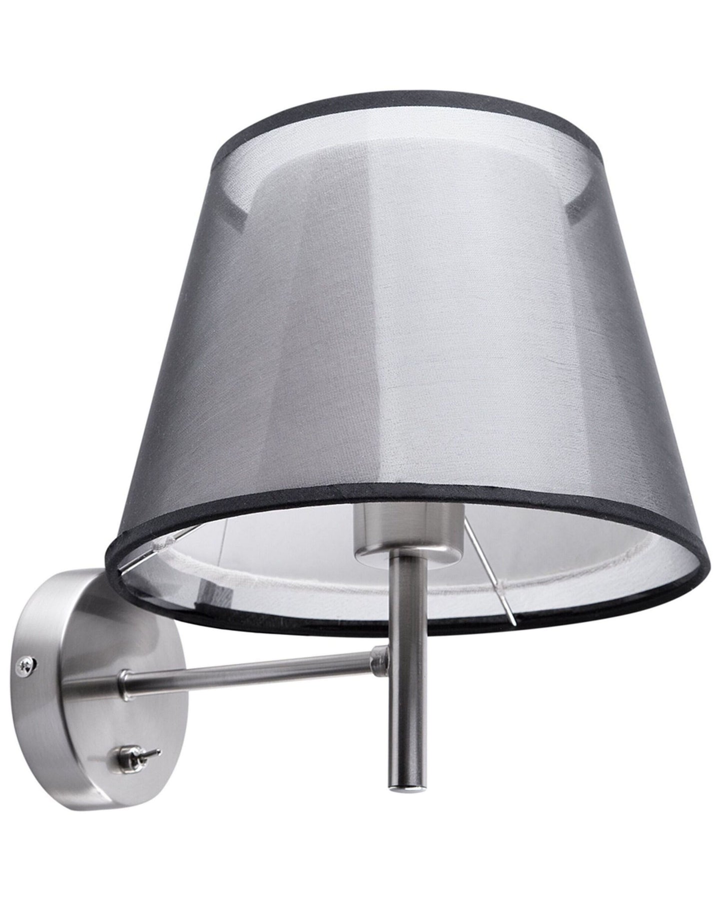Wall Lamp Grey Fabric Bell Shade 28cm Shiny Modern
