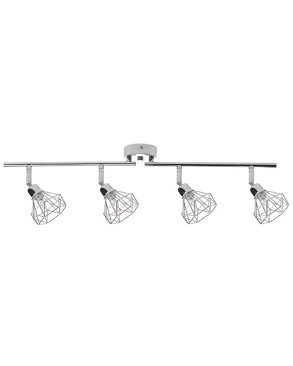 Ceiling Lamp Silver 4 Light Cage Shades Adjustable Arms