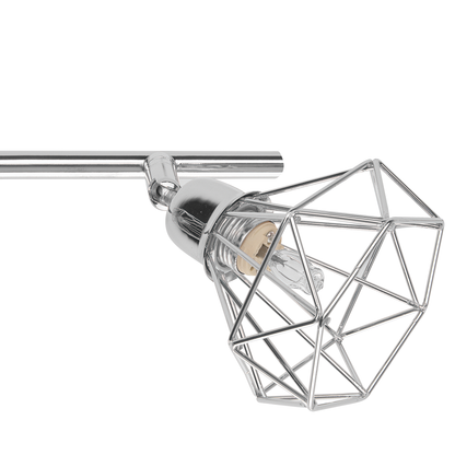 Ceiling Lamp Silver 4 Light Cage Shades Adjustable Arms