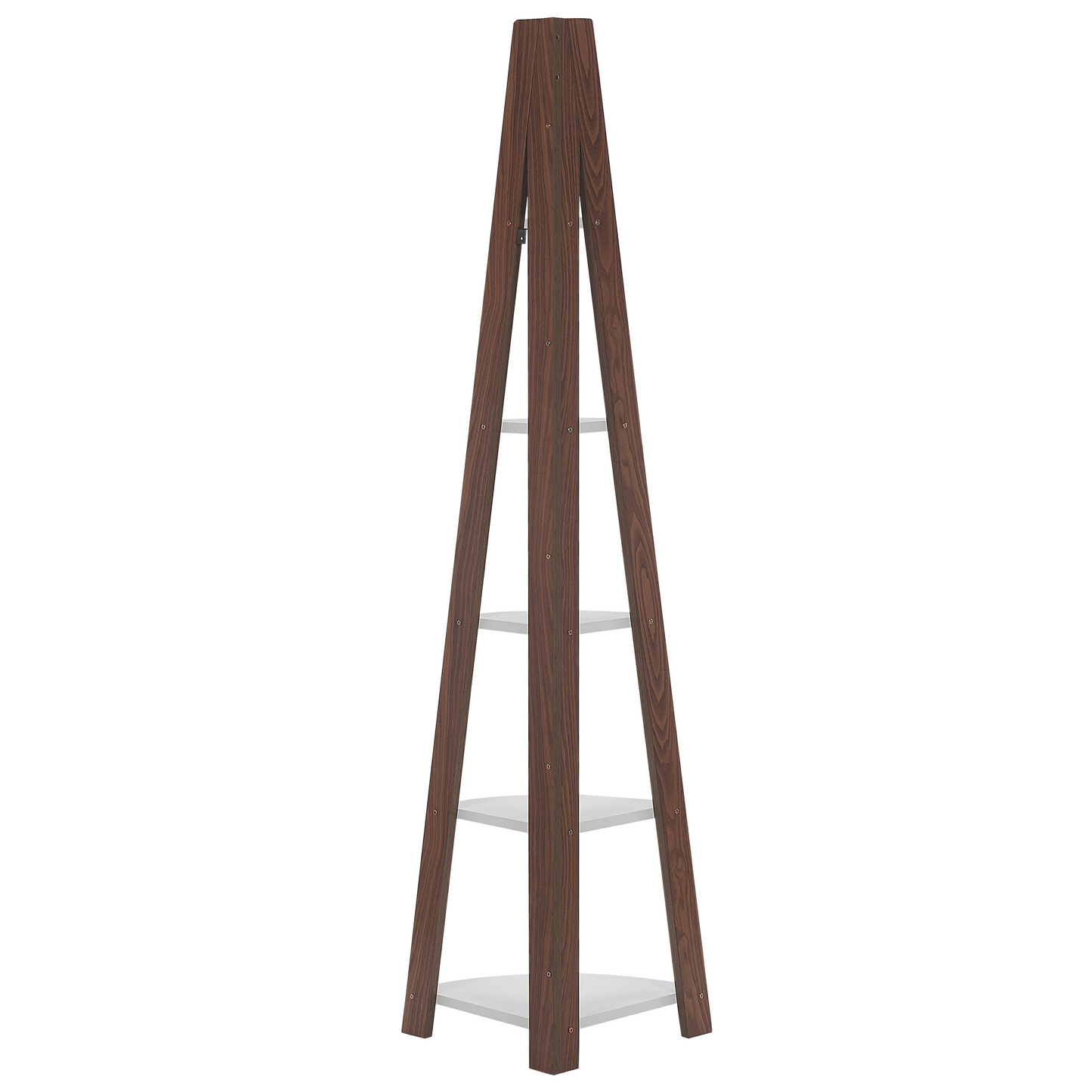 4 Tier Ladder Bookcase Dark Brown White Corner Shelf