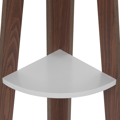 4 Tier Ladder Bookcase Dark Brown White Corner Shelf