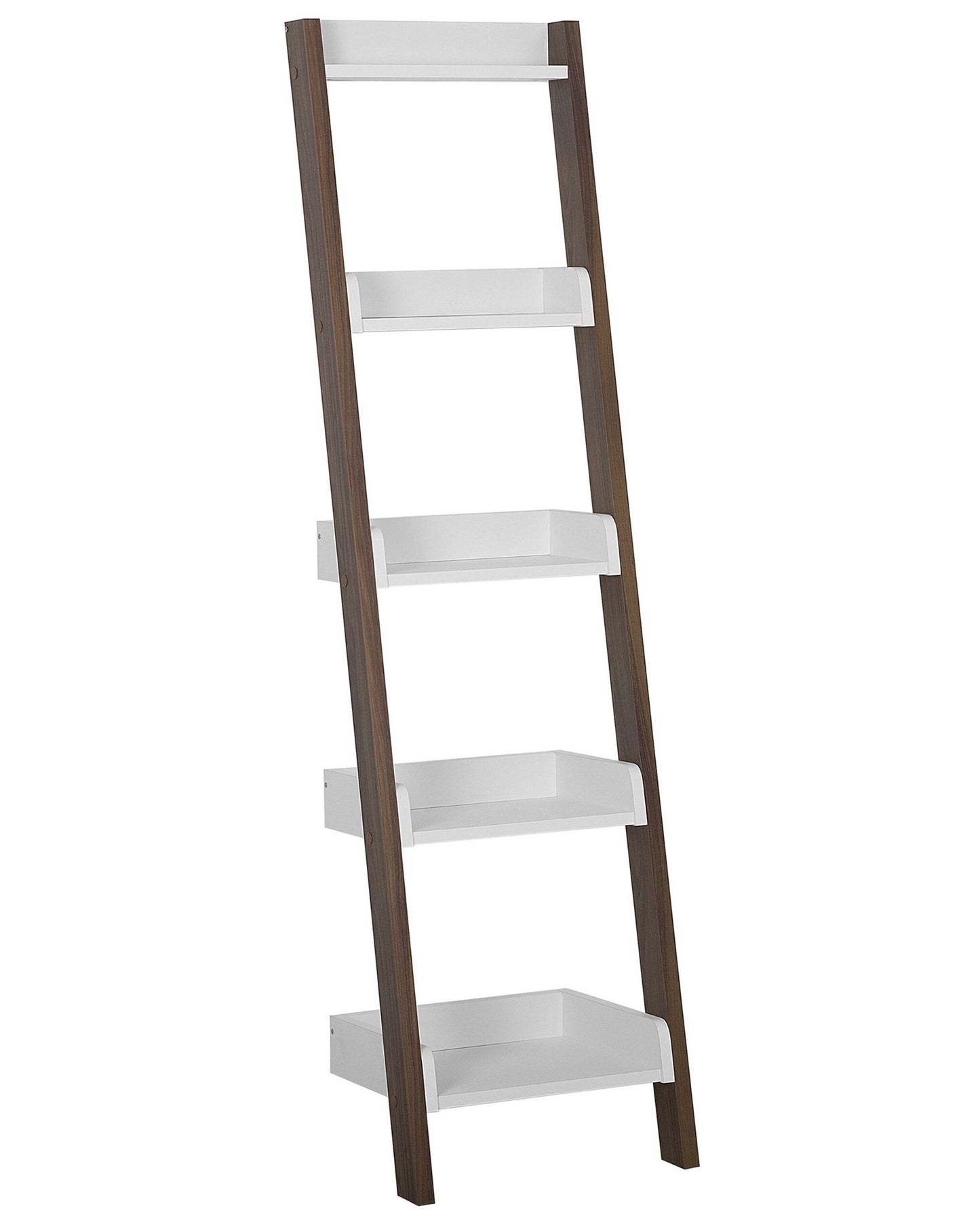 4 Tier Ladder Bookcase Dark Wood With White Shelf Display Modern Home Office