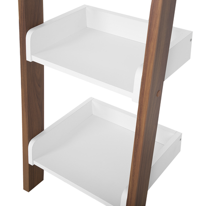4 Tier Ladder Bookcase Dark Wood With White Shelf Display Modern Home Office