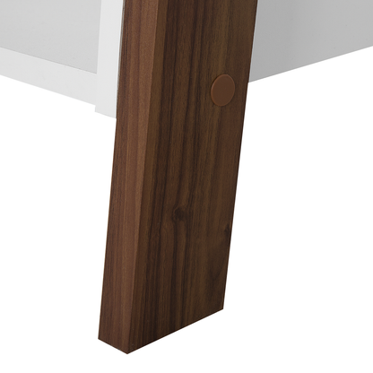 4 Tier Ladder Bookcase Dark Wood With White Shelf Display Modern Home Office