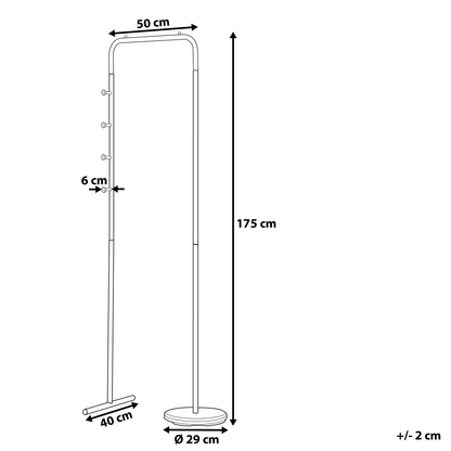 X Black Metal Clothes Rail 175 By 50cm Freestanding Rack With Four Hooks For Scarves Hats