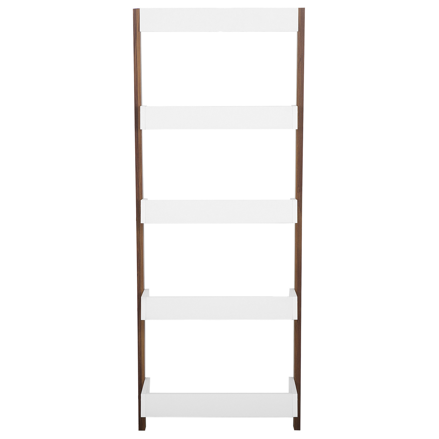 5-Tier Ladder Bookcase Dark Wood White Shelves