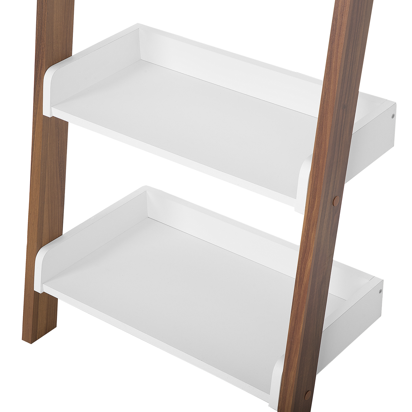 5-Tier Ladder Bookcase Dark Wood White Shelves