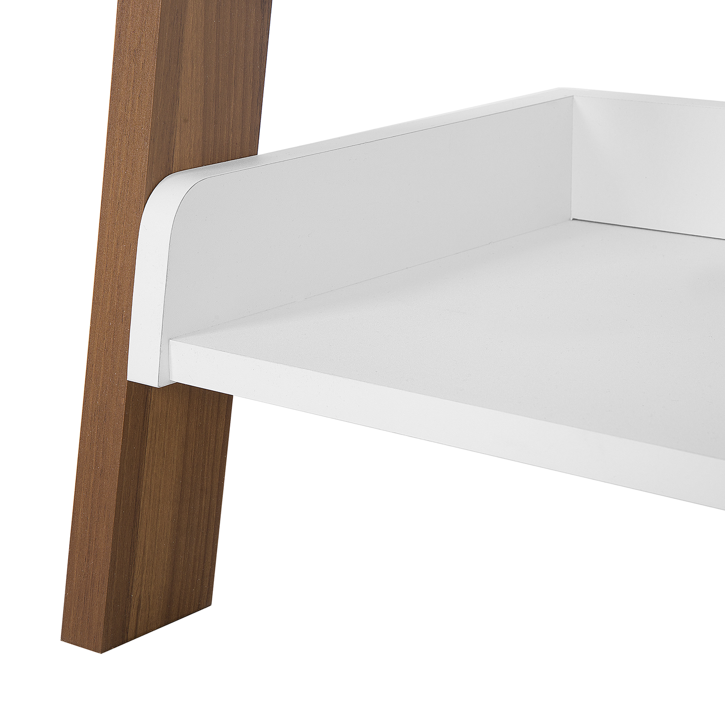 5-Tier Ladder Bookcase Dark Wood White Shelves