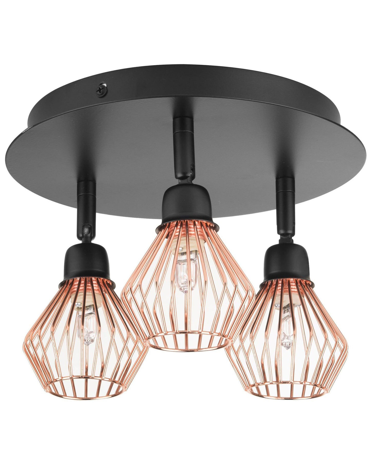 Industrial 3-Head Copper Ceiling Light Adjustable