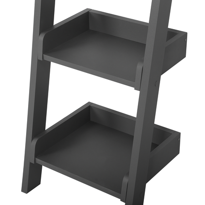 4-Tier Ladder Bookcase Grey Bookshelf