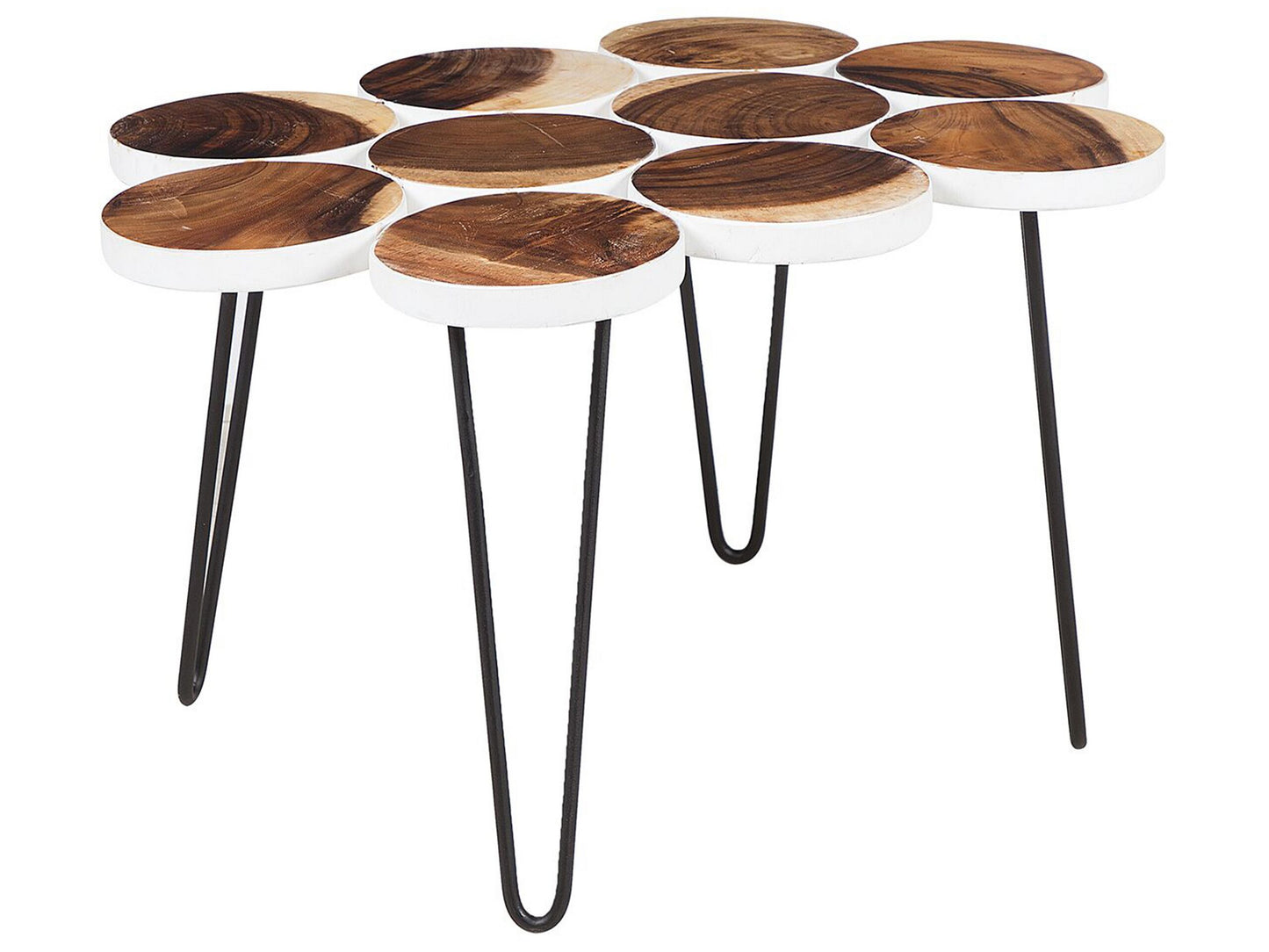 Rustic Side Table Solid Wood Black Metal Hairpin Legs 79 x 55