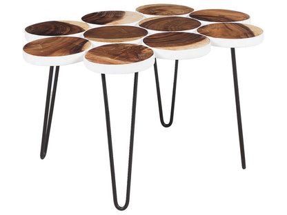 Rustic Side Table Solid Wood Black Metal Hairpin Legs 79 x 55