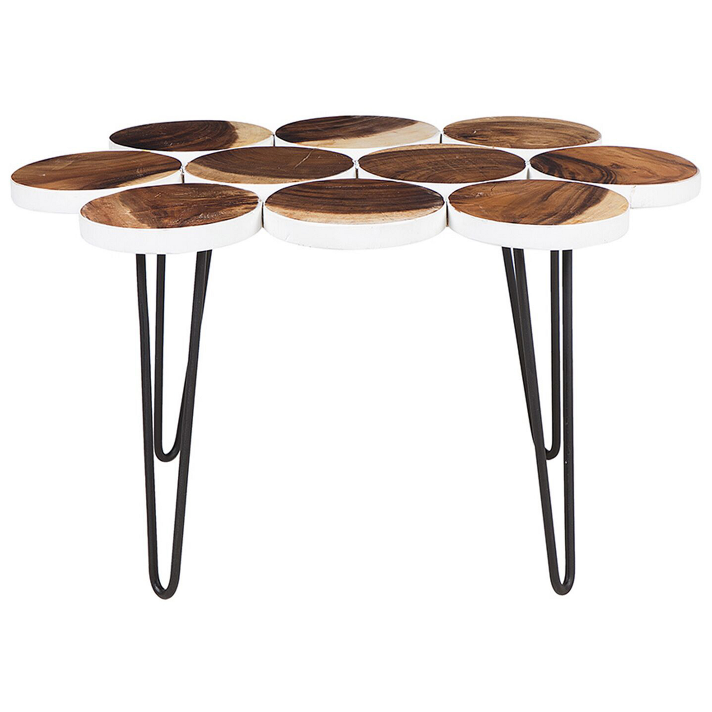 Rustic Side Table Solid Wood Black Metal Hairpin Legs 79 x 55