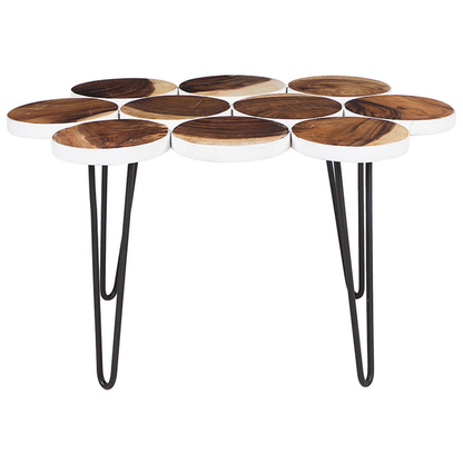 Rustic Side Table Solid Wood Black Metal Hairpin Legs 79 x 55