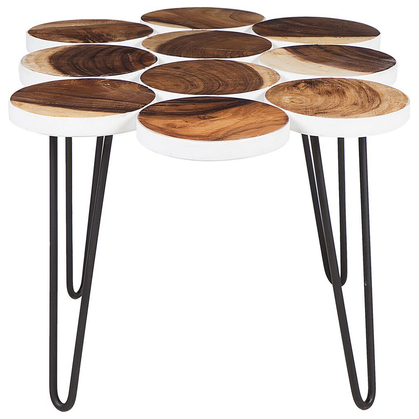 Rustic Side Table Solid Wood Black Metal Hairpin Legs 79 x 55
