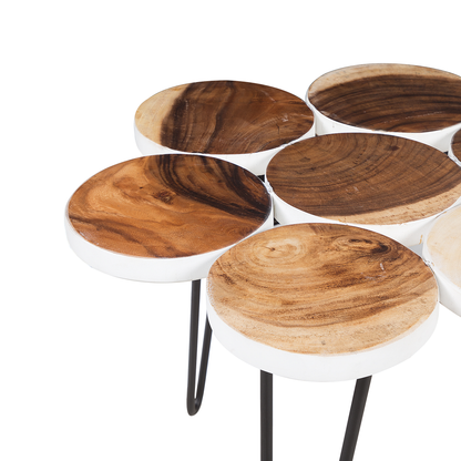 Rustic Side Table Solid Wood Black Metal Hairpin Legs 79 x 55