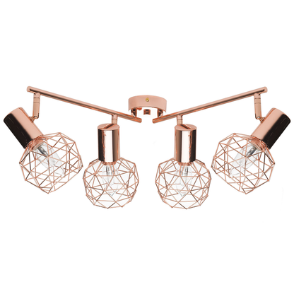 Home Copper 4 Light Cage Shades Adjustable Arms Ceiling Lamp