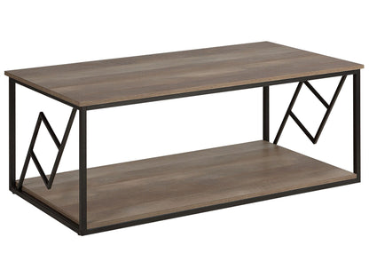 Coffee Table Dark Brown Top Black Metal Frame 120 x 60cm