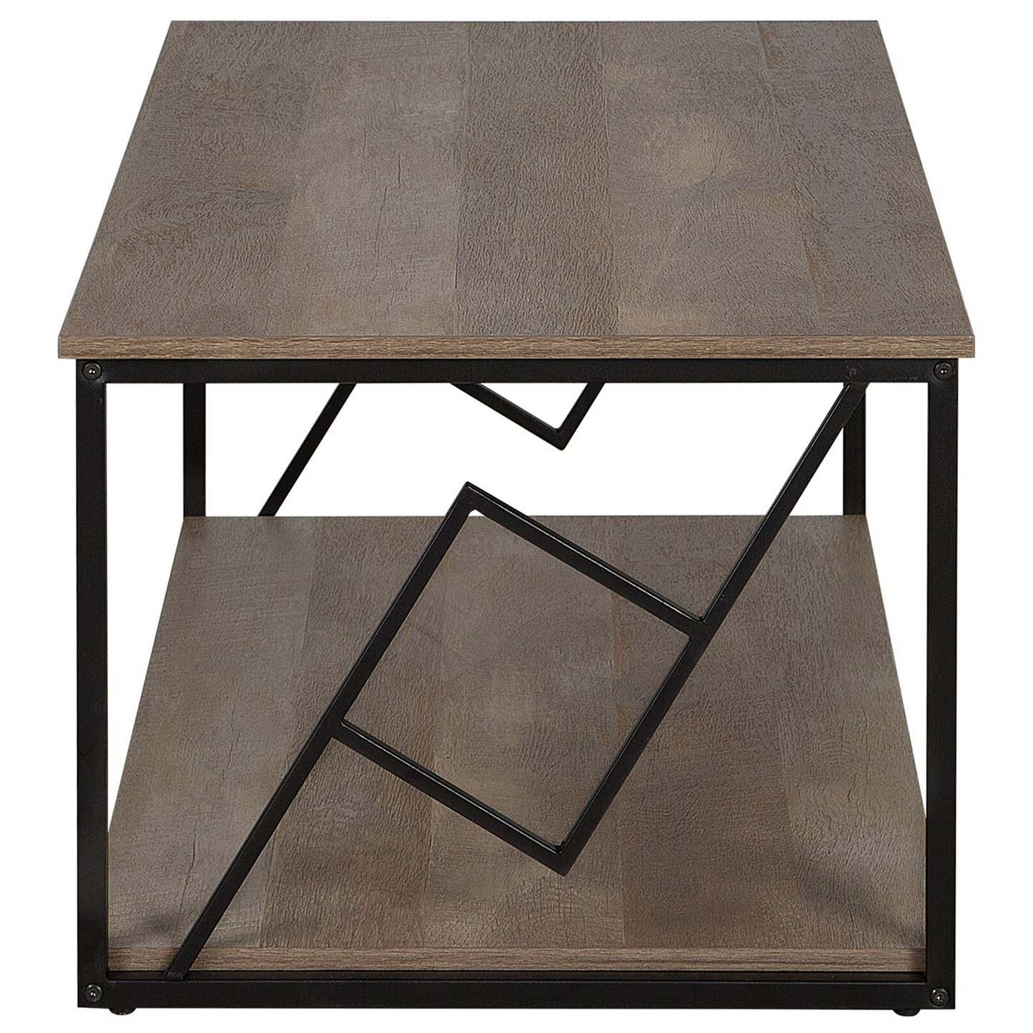 Coffee Table Dark Brown Top Black Metal Frame 120 x 60cm