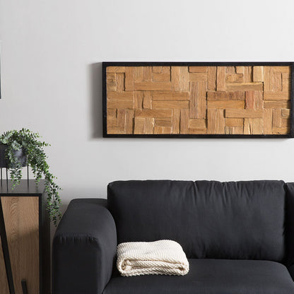 Teak Wall Decor 40 x 100cm Rectangular Rustic