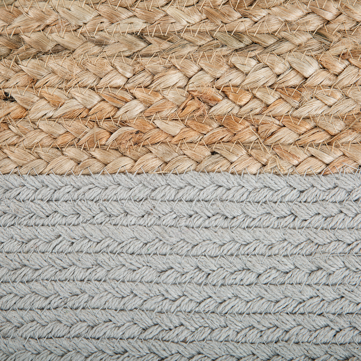 Handwoven Grey Jute Pouf Ottoman With EPS Beads Filling Round 46cm Boho Style