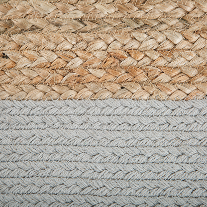 Handwoven Grey Jute Pouf Ottoman With EPS Beads Filling Round 46cm Boho Style
