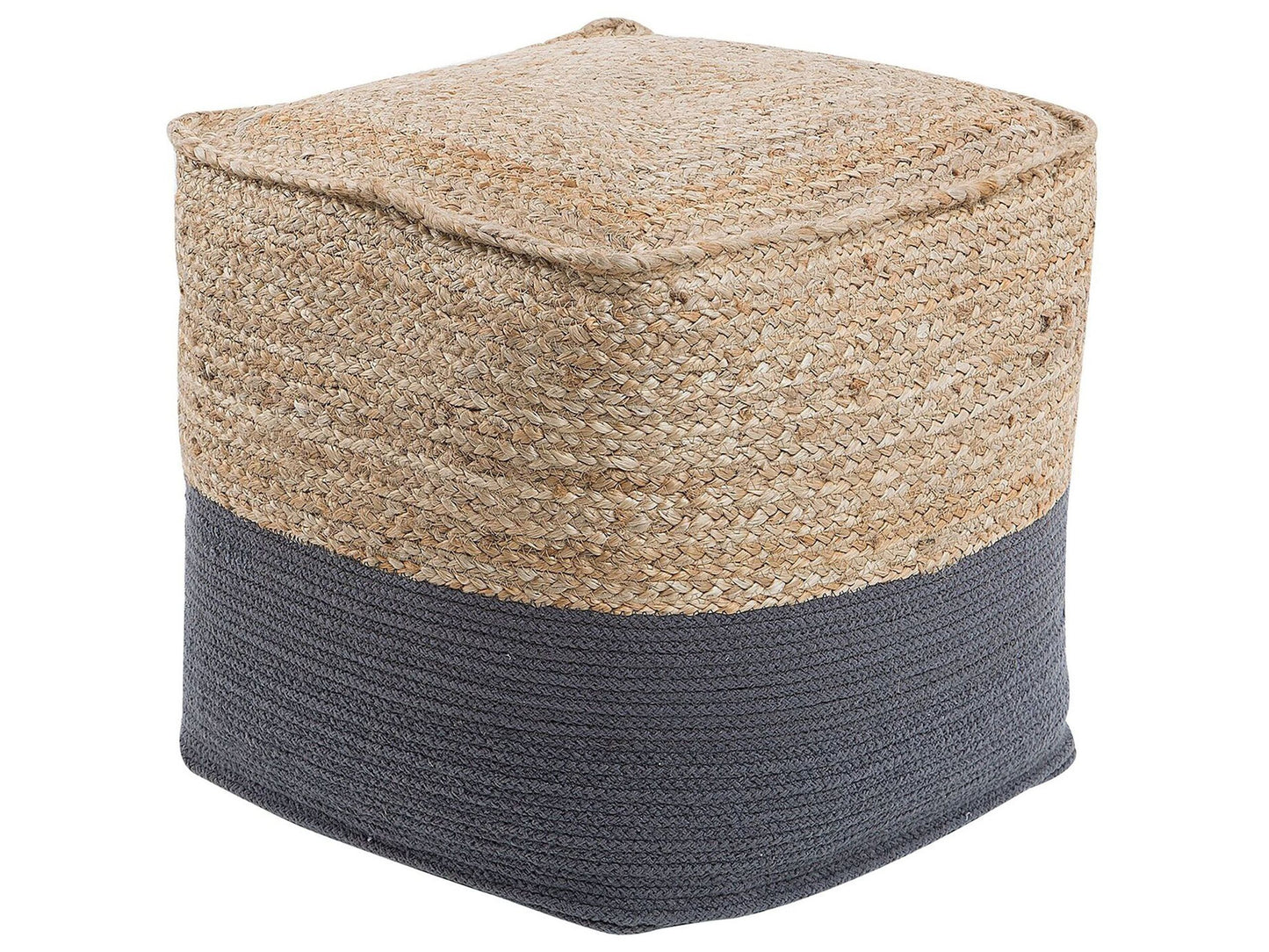 Coastline Home Pouf Ottoman Grey Jute EPS Beads 44 x 44cm Boho