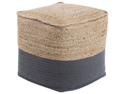 Coastline Home Pouf Ottoman Grey Jute EPS Beads 44 x 44cm Boho