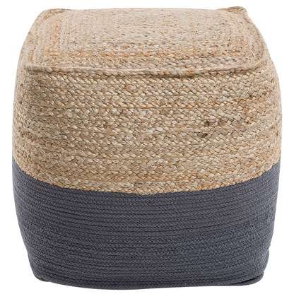Coastline Home Pouf Ottoman Grey Jute EPS Beads 44 x 44cm Boho