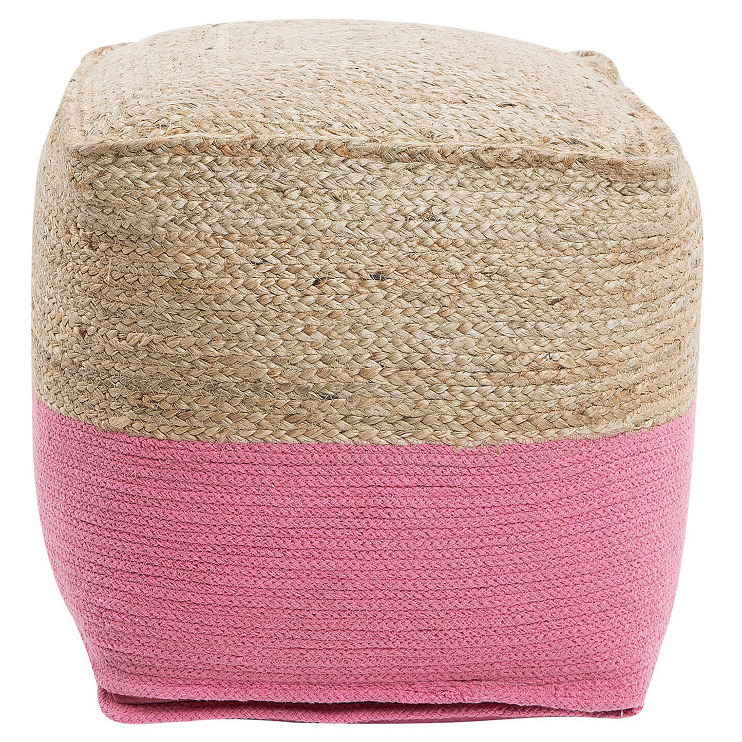 Pink Jute Pouf Ottoman 44 x 44cm EPS Beads Filling Boho