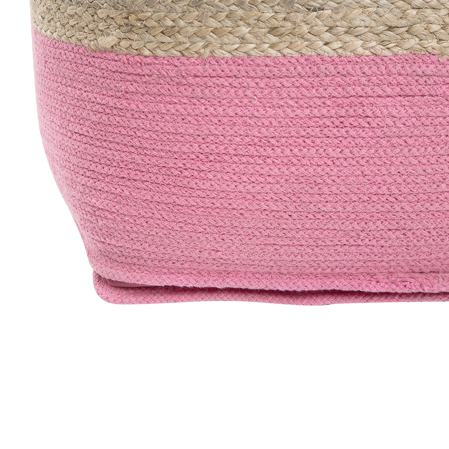 Pink Jute Pouf Ottoman 44 x 44cm EPS Beads Filling Boho