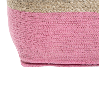 Pink Jute Pouf Ottoman 44 x 44cm EPS Beads Filling Boho