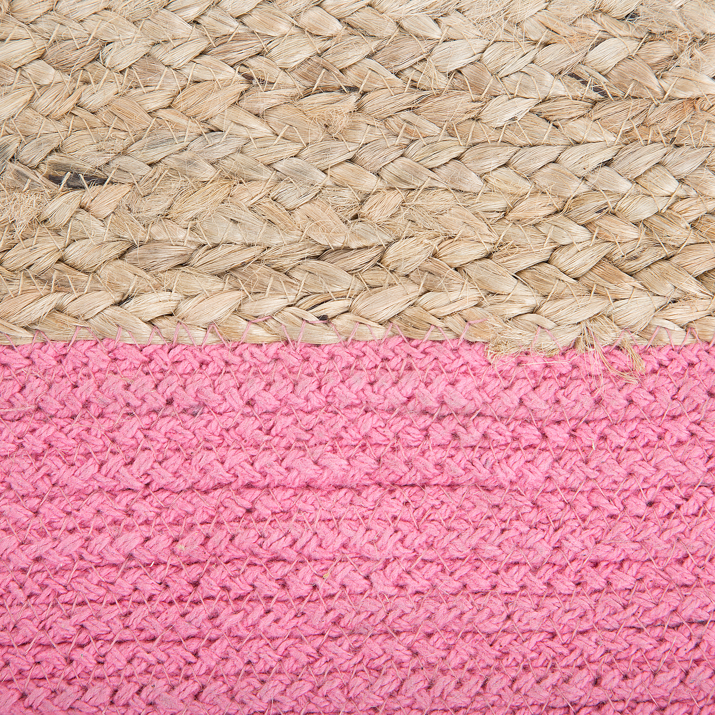 Pink Jute Pouf Ottoman 44 x 44cm EPS Beads Filling Boho