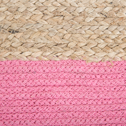 Pink Jute Pouf Ottoman 44 x 44cm EPS Beads Filling Boho