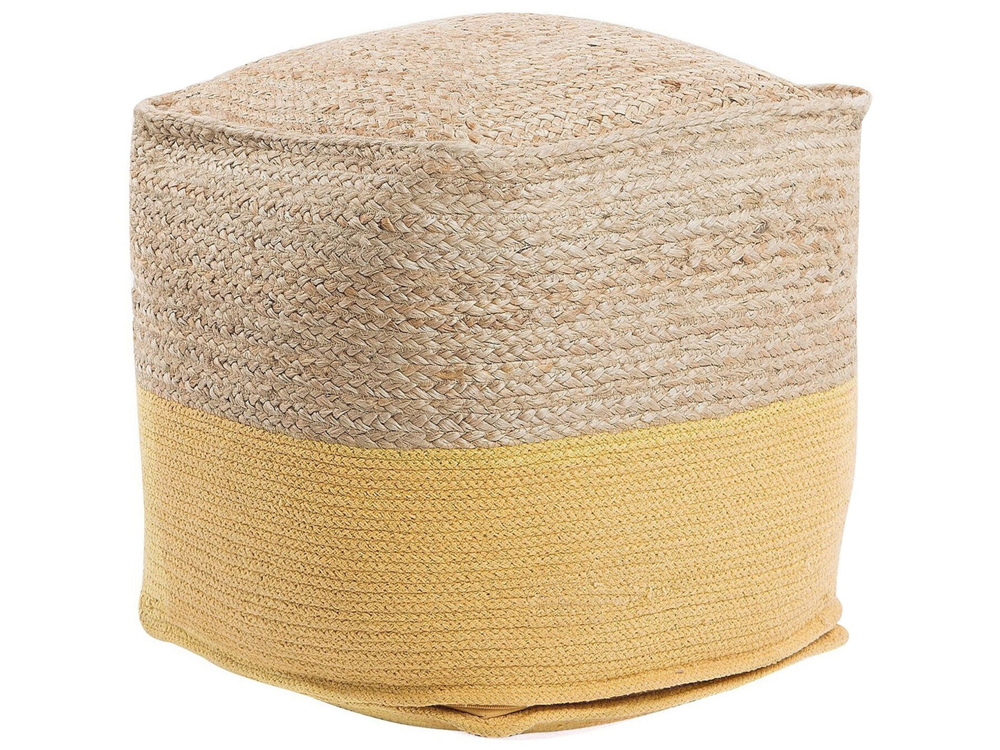 Pouf Ottoman Yellow Jute Beads 44 x 44cm Boho Style