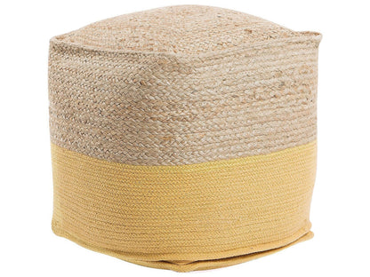 Pouf Ottoman Yellow Jute Beads 44 x 44cm Boho Style