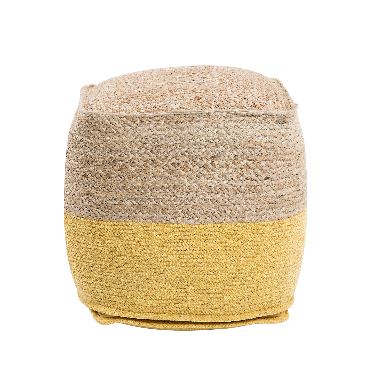 Pouf Ottoman Yellow Jute Beads 44 x 44cm Boho Style