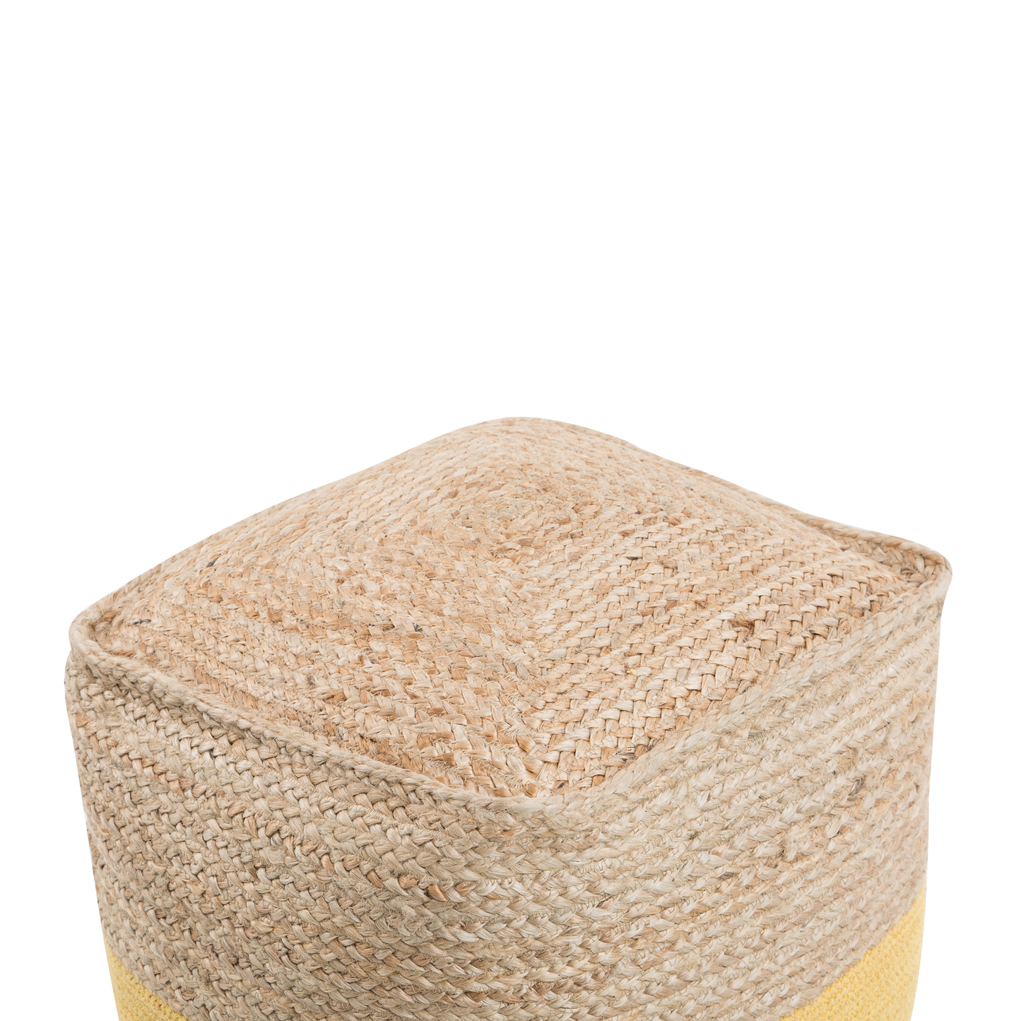 Pouf Ottoman Yellow Jute Beads 44 x 44cm Boho Style
