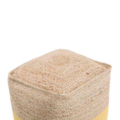 Pouf Ottoman Yellow Jute Beads 44 x 44cm Boho Style