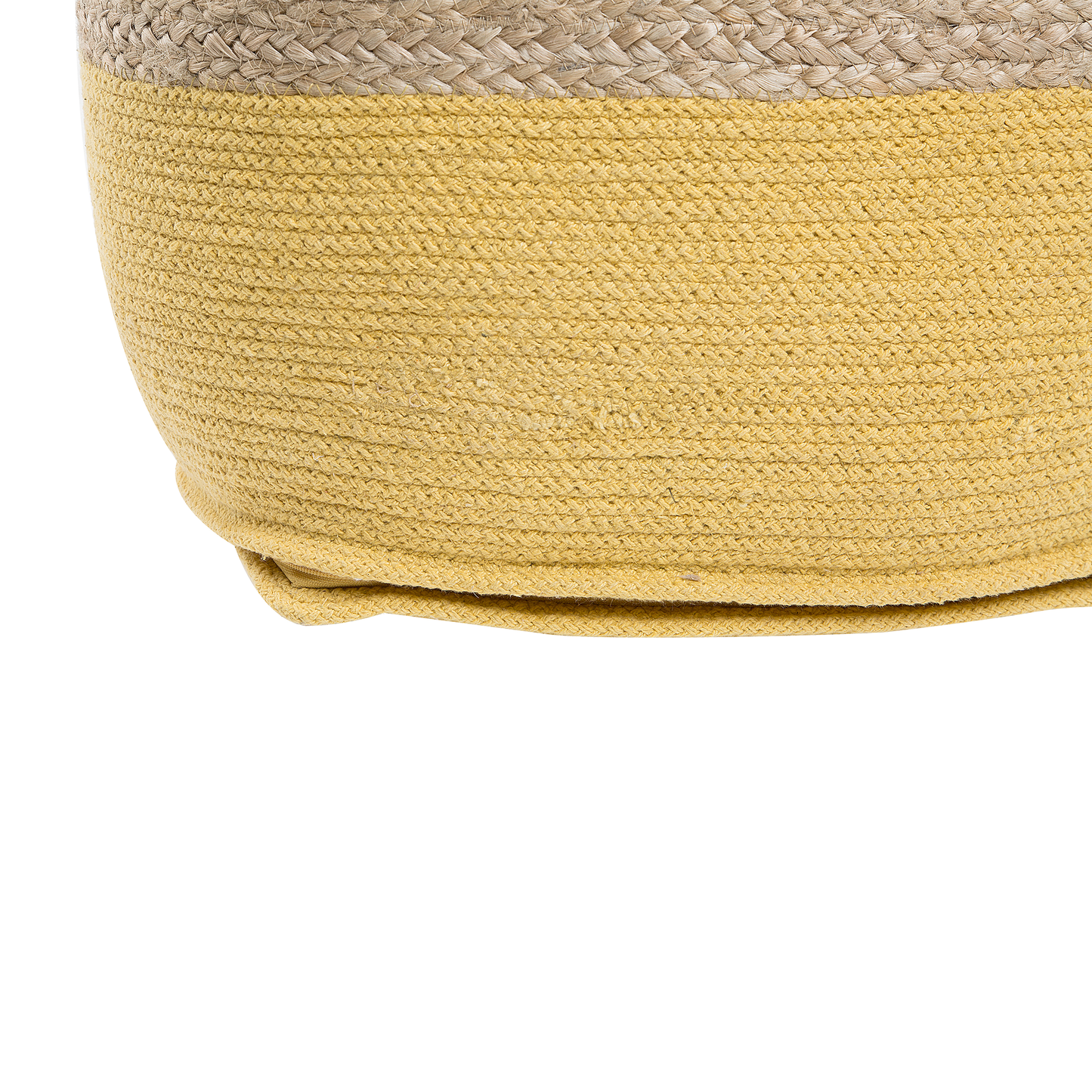 Pouf Ottoman Yellow Jute Beads 44 x 44cm Boho Style