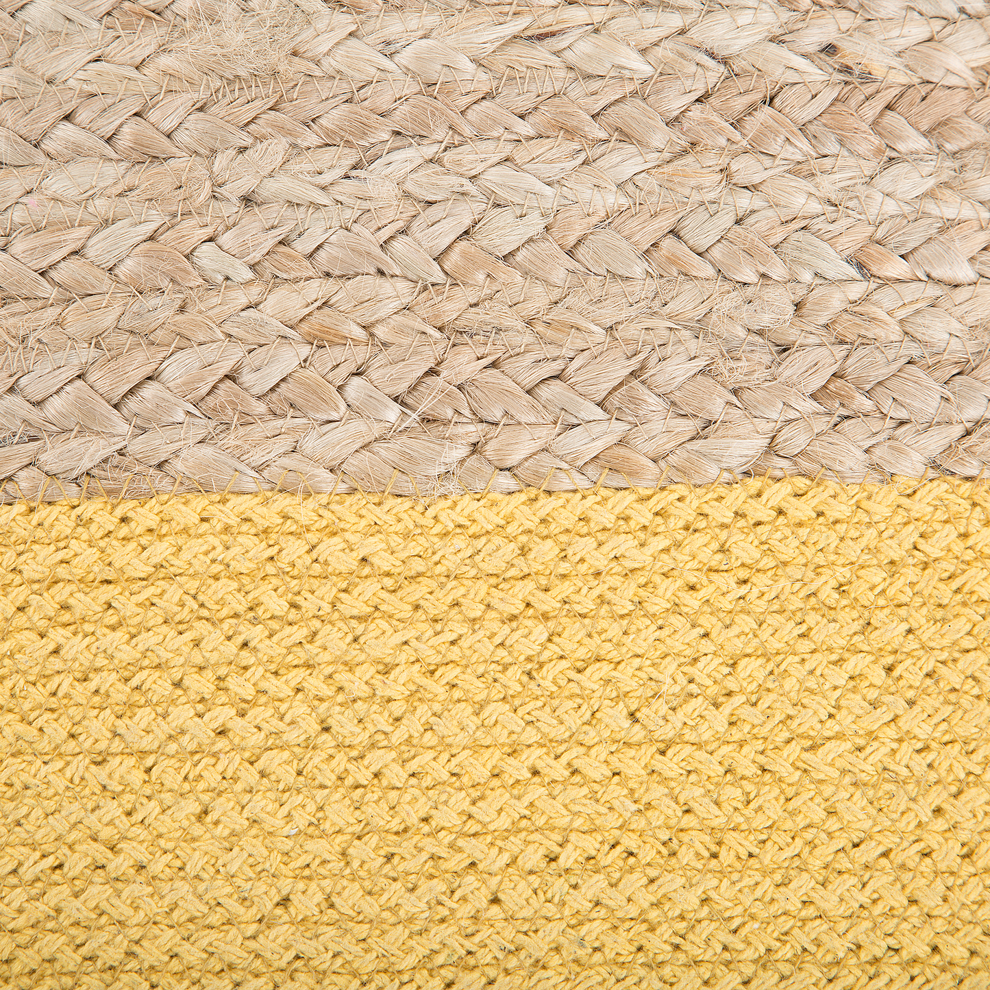 Pouf Ottoman Yellow Jute Beads 44 x 44cm Boho Style