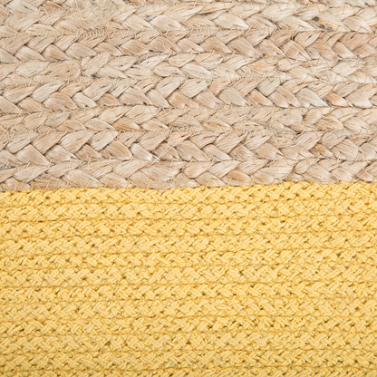 Pouf Ottoman Yellow Jute Beads 44 x 44cm Boho Style