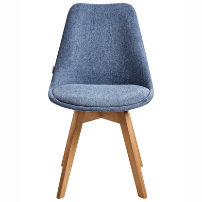 Set Of 2 Dining Chairs Light Blue Fabric With Sleek Beechwood Legs For Modern Dining