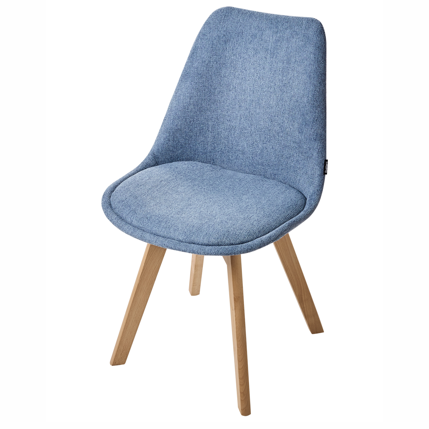 Set Of 2 Dining Chairs Light Blue Fabric With Sleek Beechwood Legs For Modern Dining